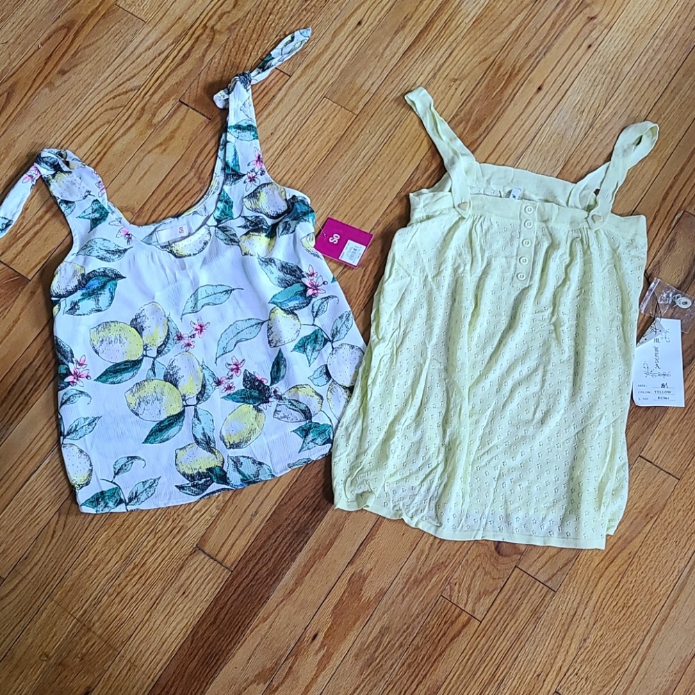 2 Tank Tops, New With Tags, Yellow & Floral Lemons